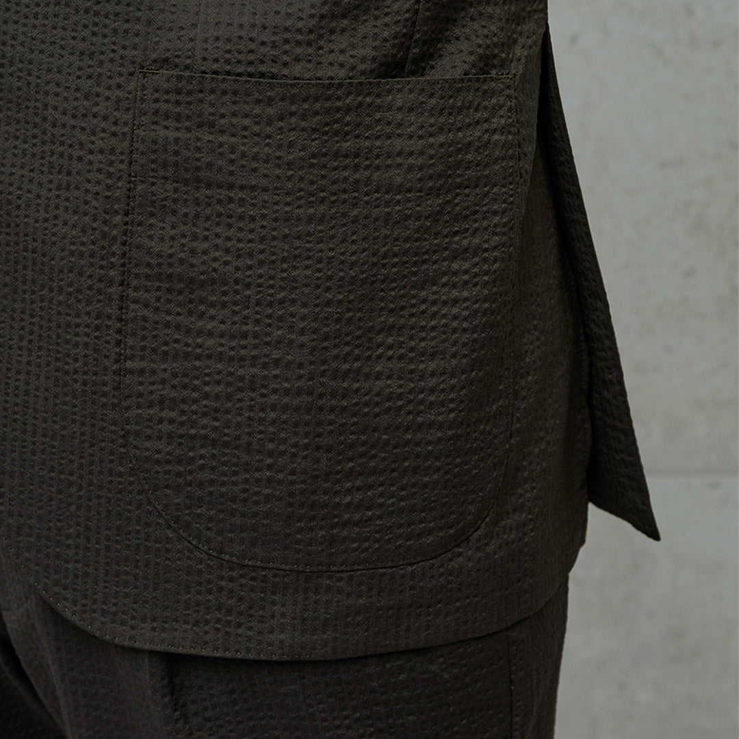 【Renewal】Seersucker Tailored Jacket Color: Olive