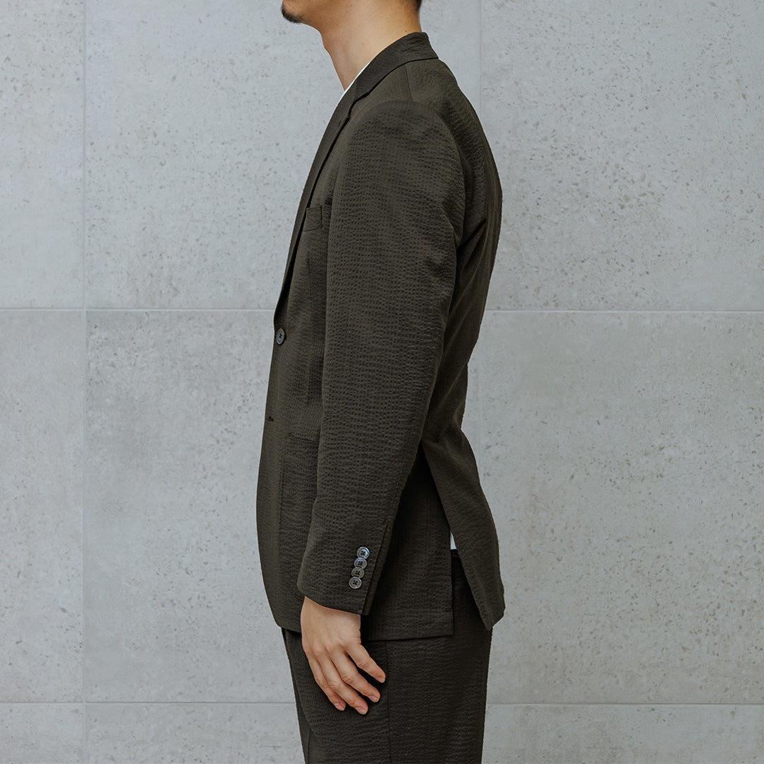 【Renewal】Seersucker Tailored Jacket Color: Olive