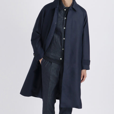 【10月下旬発送】Silk Wool Bal Collar Coat Color: Navy