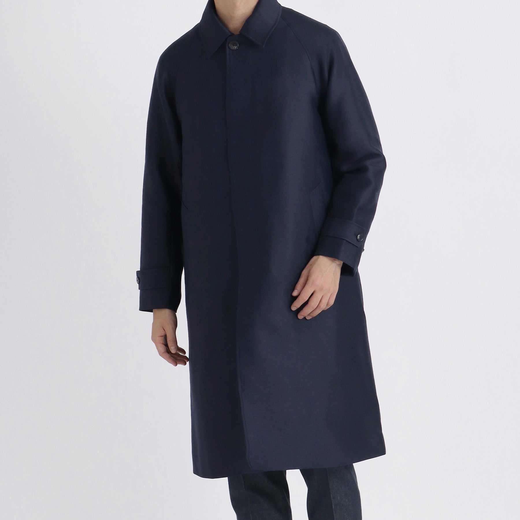 Silk Wool Bal Collar Coat Color: Navy