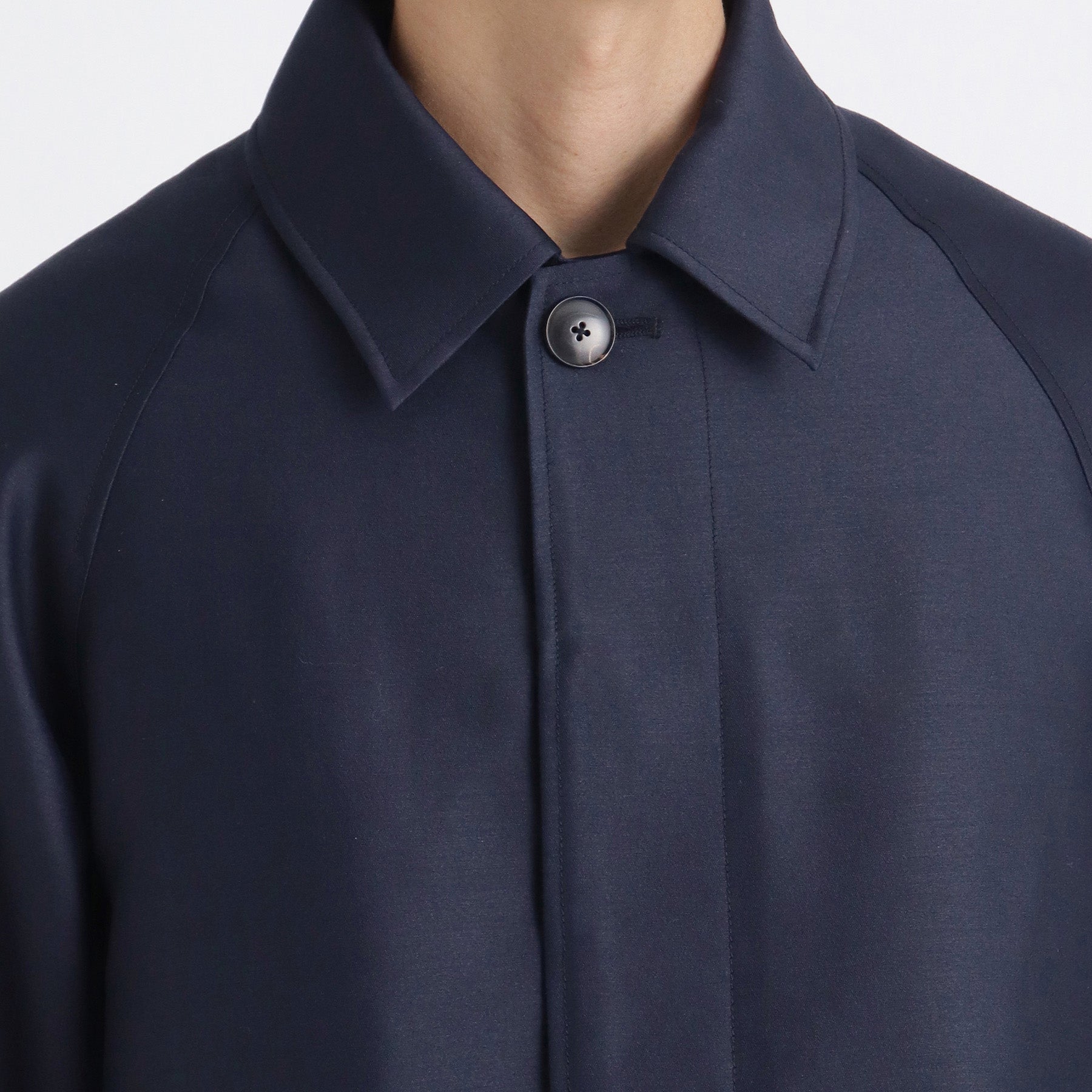 Silk Wool Bal Collar Coat Color: Navy