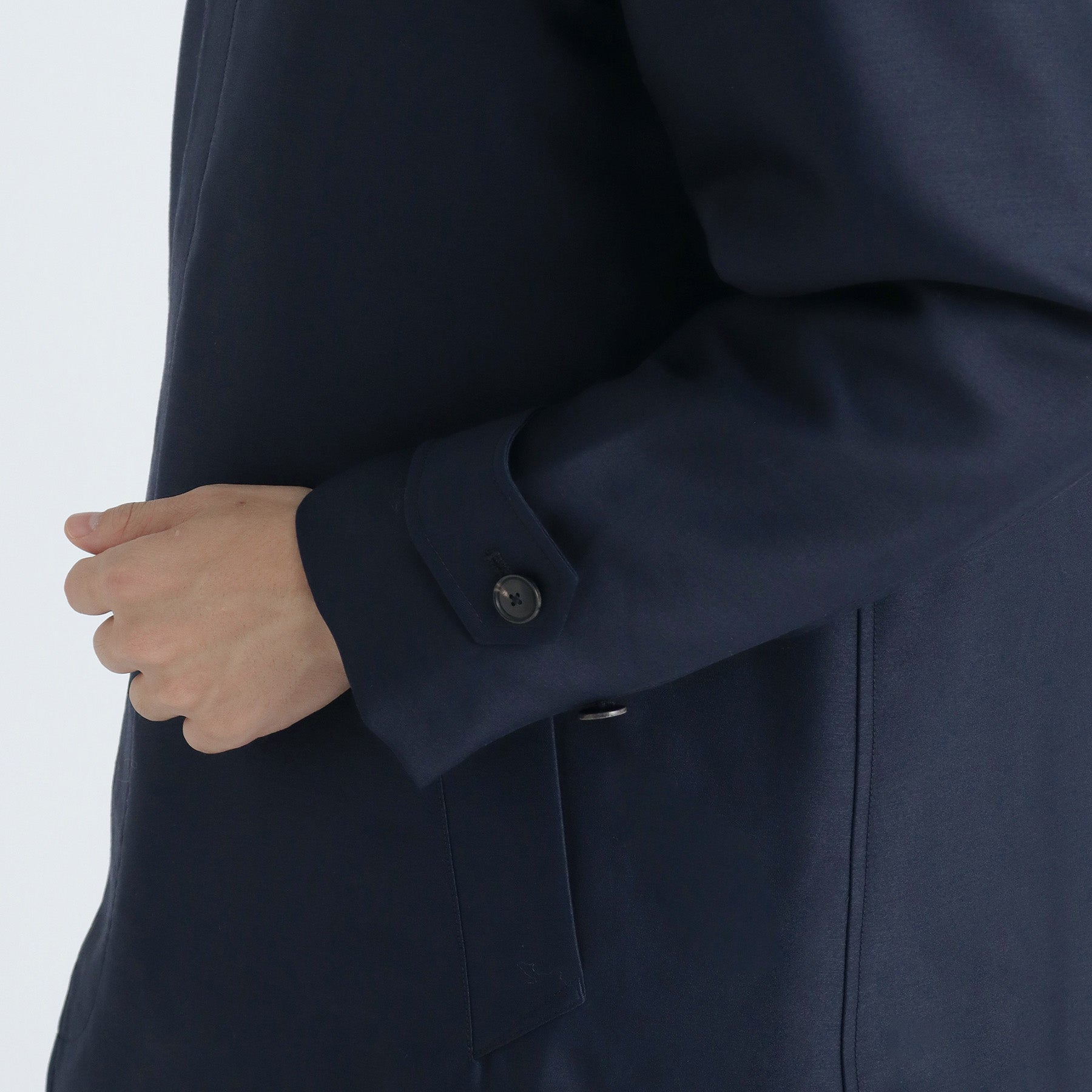 Silk Wool Bal Collar Coat Color: Navy