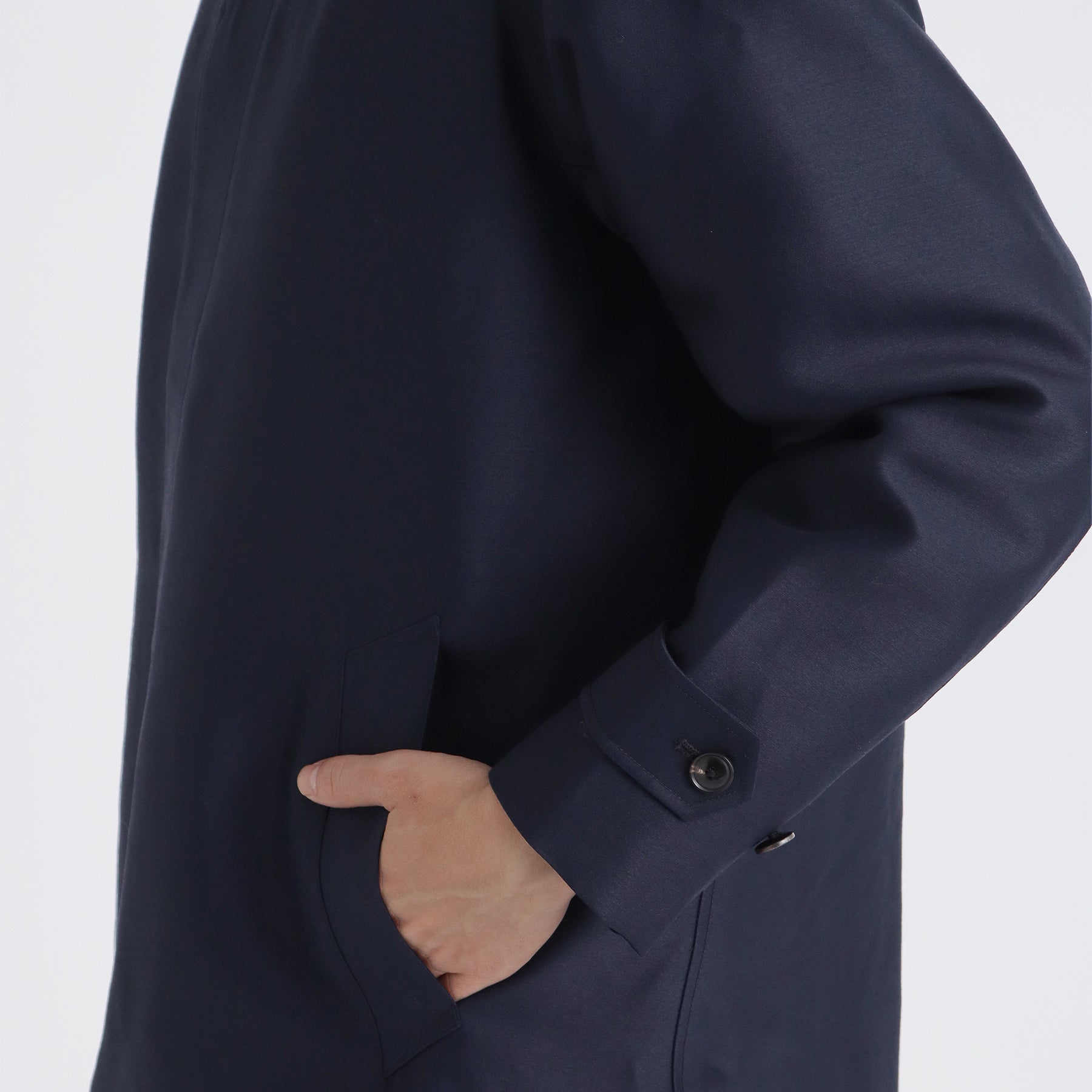 Silk Wool Bal Collar Coat Color: Navy