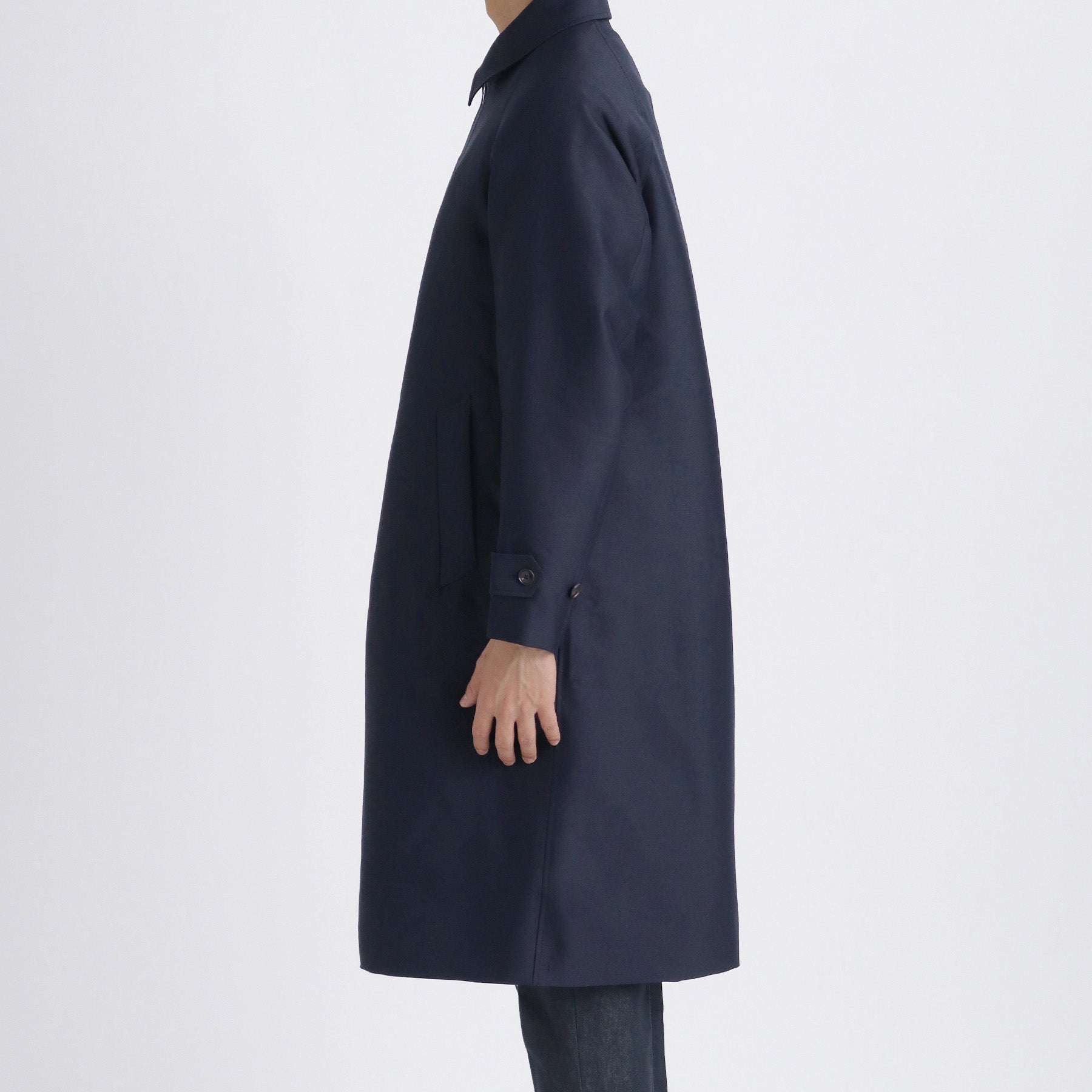 Silk Wool Bal Collar Coat Color: Navy