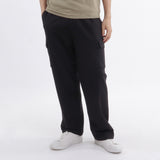 Smooth Terry Wide Cargo Pants Color: Black