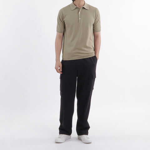 Smooth Terry Wide Cargo Pants Color: Black