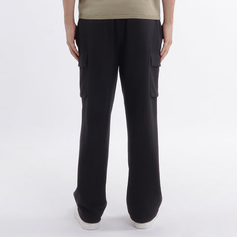 Smooth Terry Wide Cargo Pants Color: Black