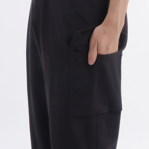 Smooth Terry Wide Cargo Pants Color: Black
