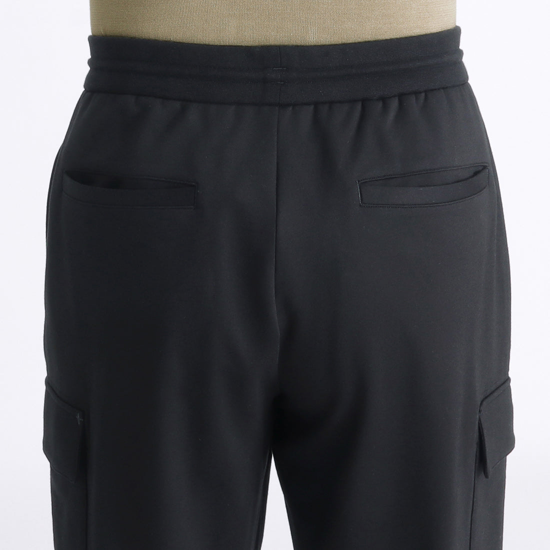 Smooth Terry Wide Cargo Pants Color: Black