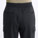 Smooth Terry Wide Cargo Pants Color: Black