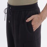 Smooth Terry Wide Cargo Pants Color: Black