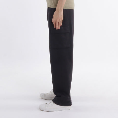 Smooth Terry Wide Cargo Pants Color: Black