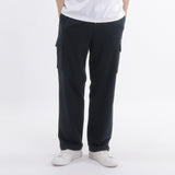 Smooth Terry Wide Cargo Pants Color: Navy