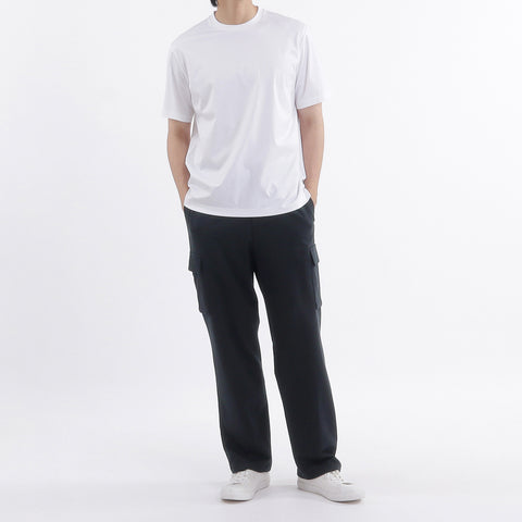 Smooth Terry Wide Cargo Pants Color: Navy
