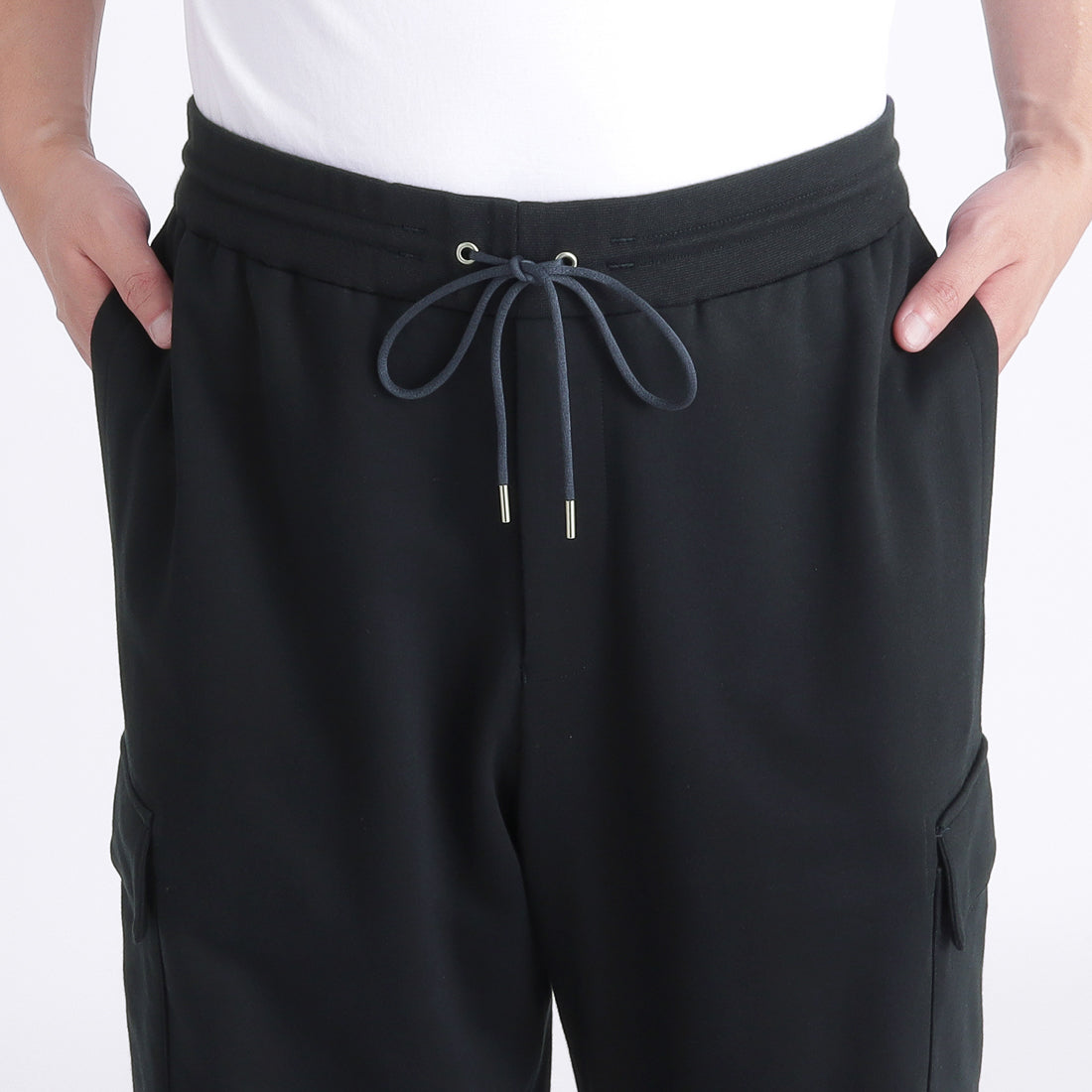 Smooth Terry Wide Cargo Pants Color: Navy