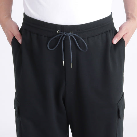 Smooth Terry Wide Cargo Pants Color: Navy