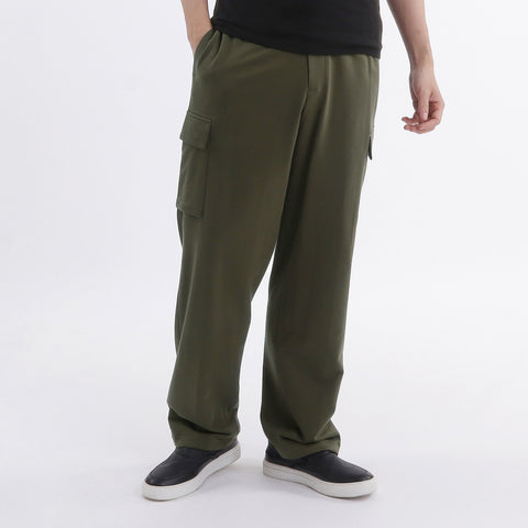 Smooth Terry Wide Cargo Pants Color: Olive