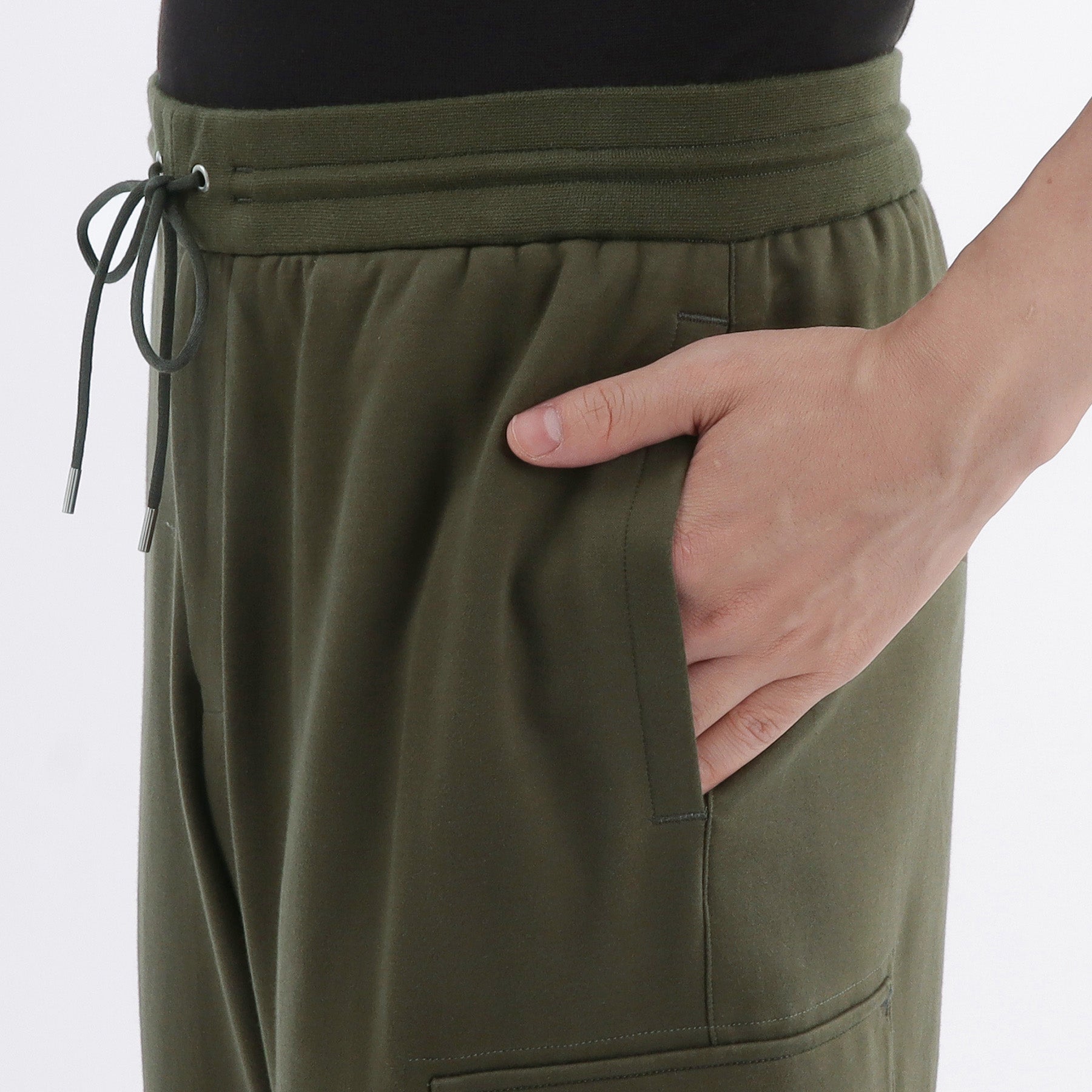 Smooth Terry Wide Cargo Pants Color: Olive