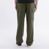 Smooth Terry Wide Cargo Pants Color: Olive
