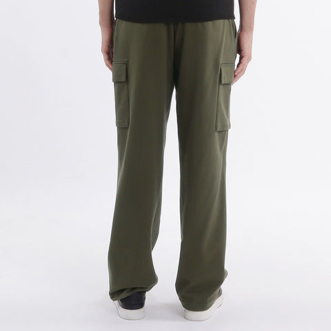 Smooth Terry Wide Cargo Pants Color: Olive