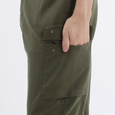 Smooth Terry Wide Cargo Pants Color: Olive