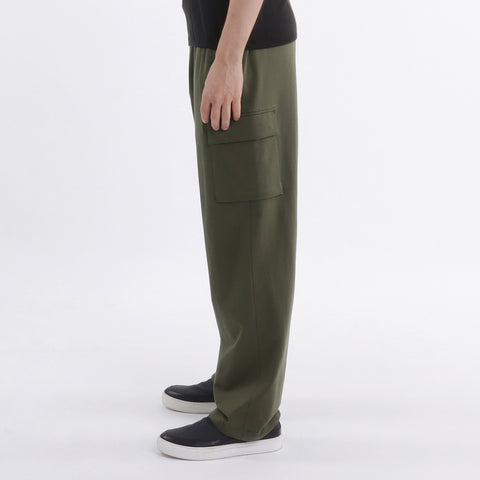 Smooth Terry Wide Cargo Pants Color: Olive