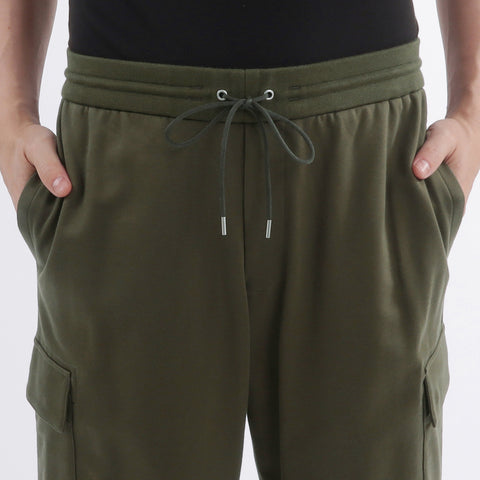 Smooth Terry Wide Cargo Pants Color: Olive