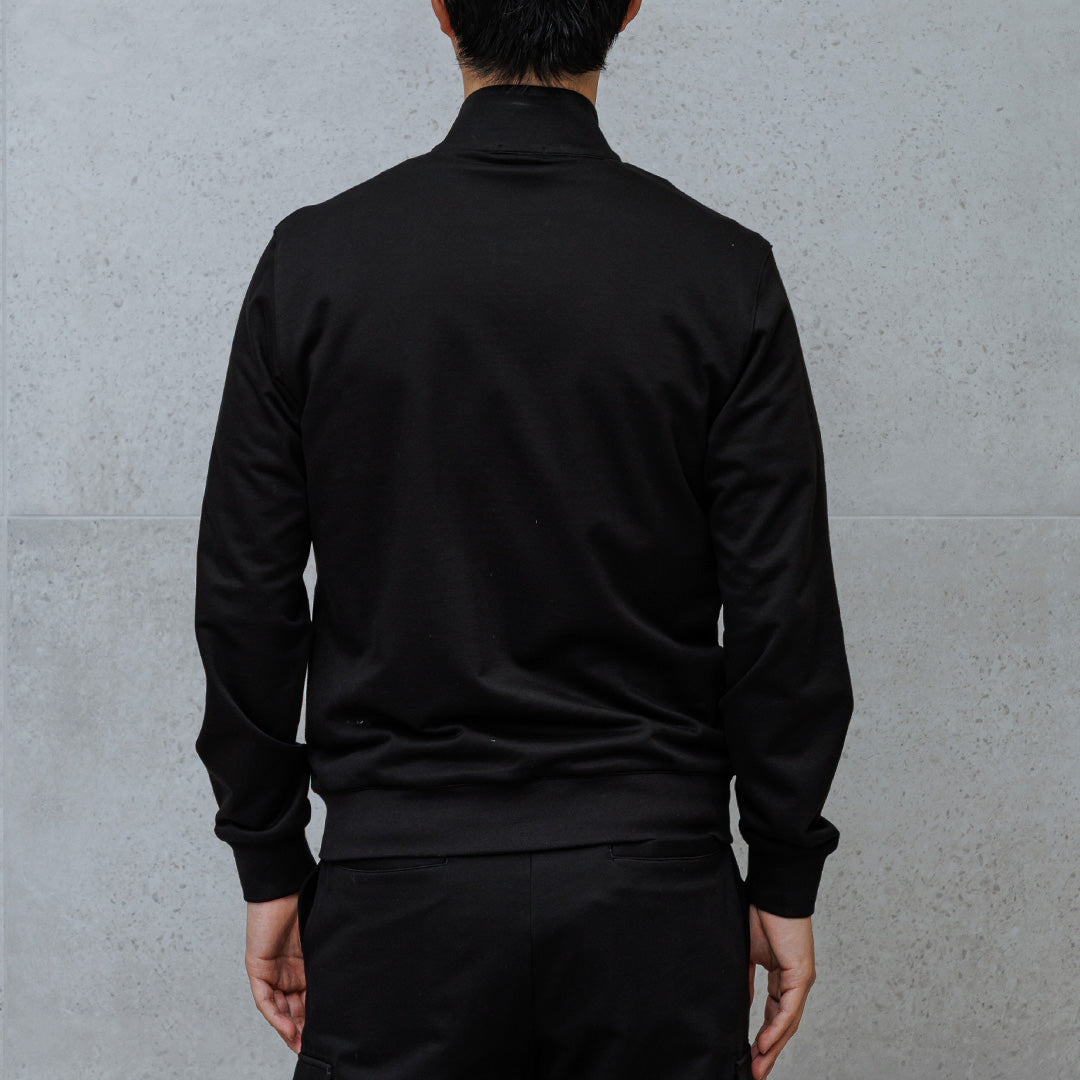 Smooth Terry Stand Collar Zip Up  Color: Black