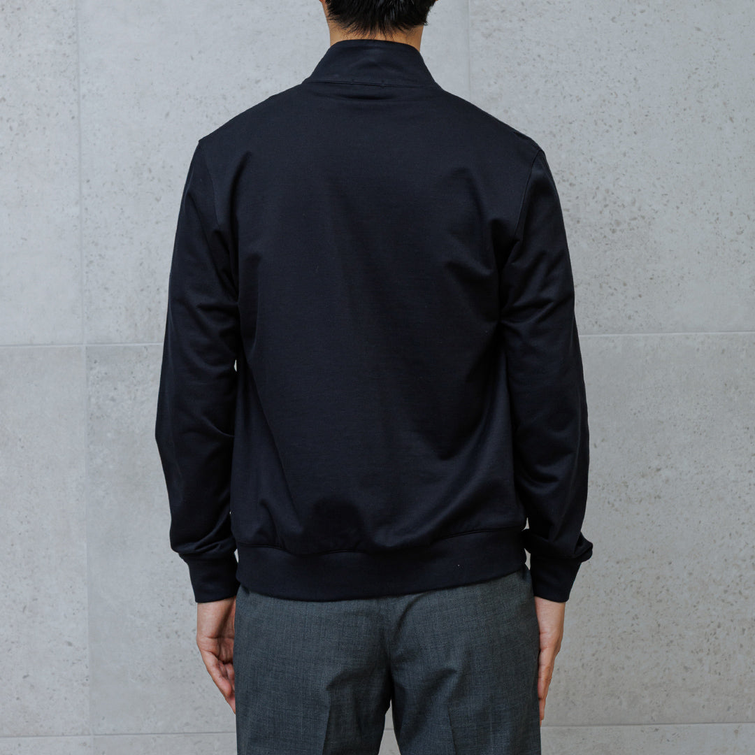 Smooth Terry Stand Collar Zip Up  Color: Navy