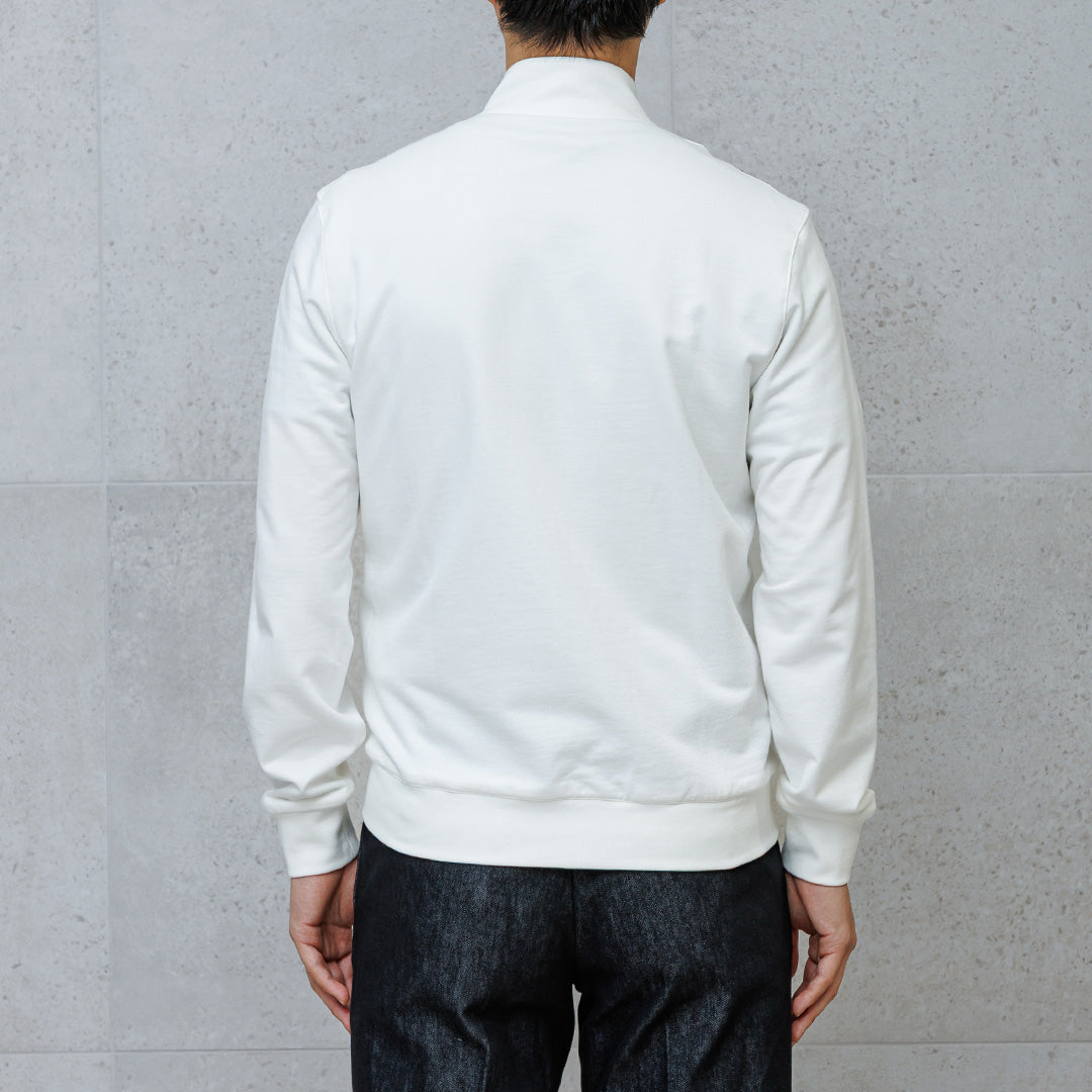 Smooth Terry Stand Collar Zip Up Color: Off White