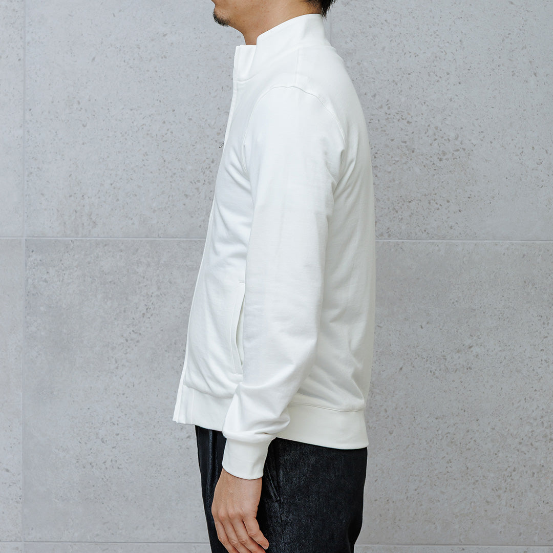Smooth Terry Stand Collar Zip Up Color: Off White