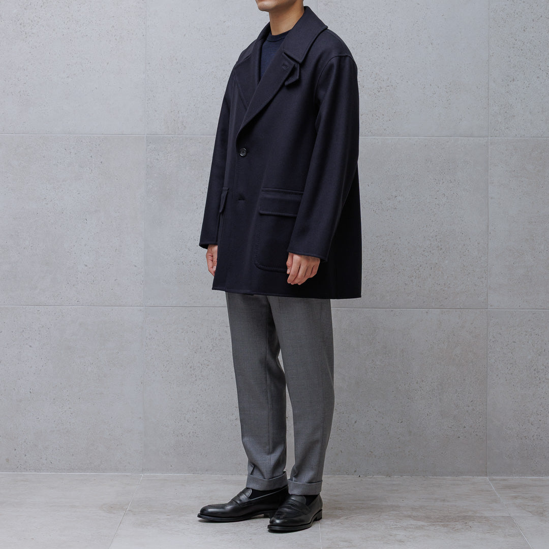 【10/24販売開始】Super140’s Melton Single Ulster Coat Color: Navy