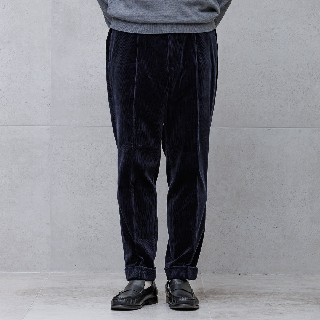 SUVIN PLATINUM Corduroy Easy Trousers Color: Navy