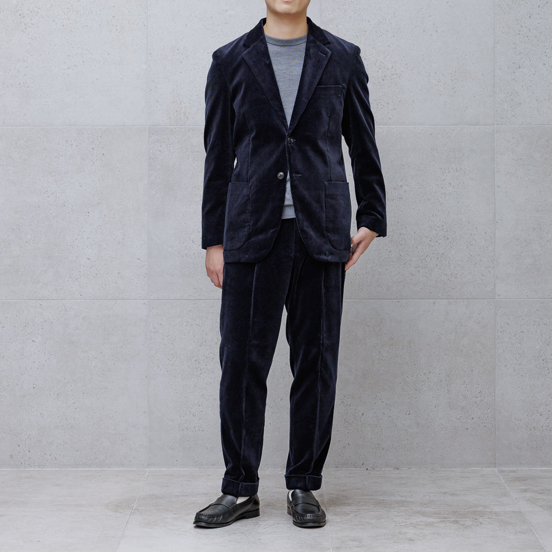 SUVIN PLATINUM Corduroy Easy Trousers Color: Navy