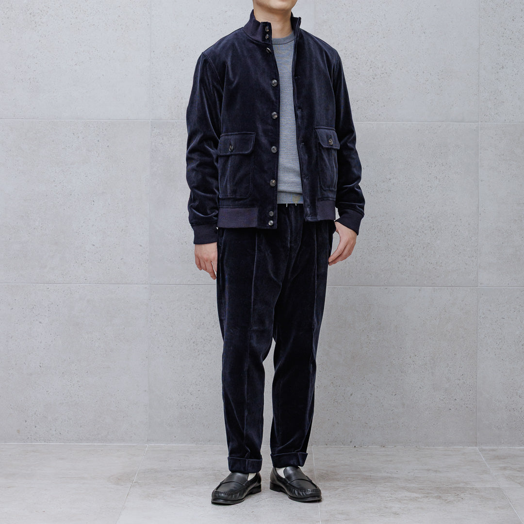 SUVIN PLATINUM Corduroy Easy Trousers Color: Navy