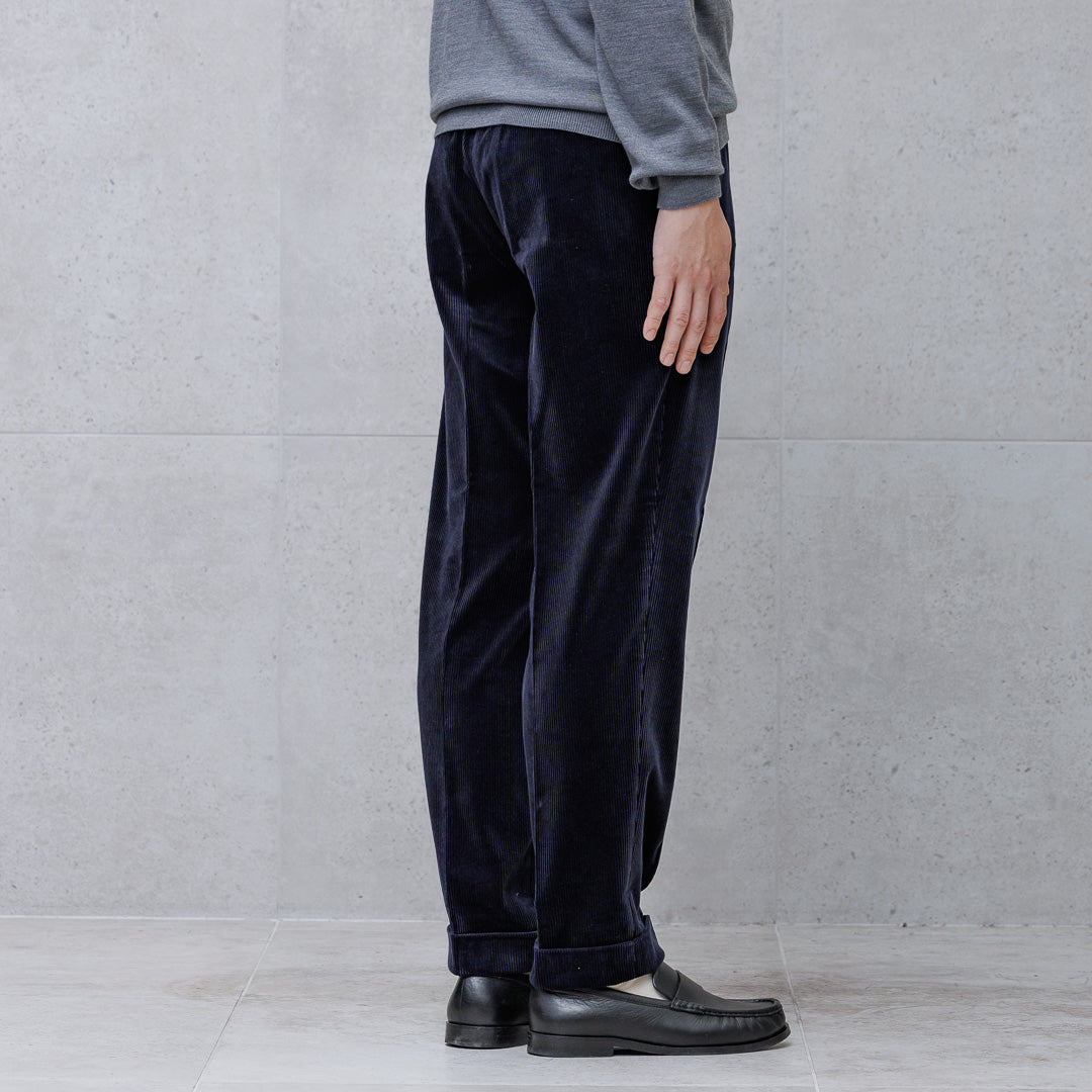 SUVIN PLATINUM Corduroy Easy Trousers Color: Navy