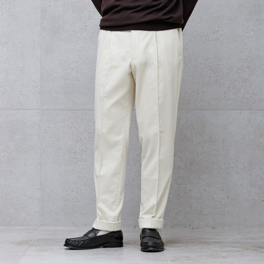 SUVIN PLATINUM Corduroy Easy Trousers Color: Off White
