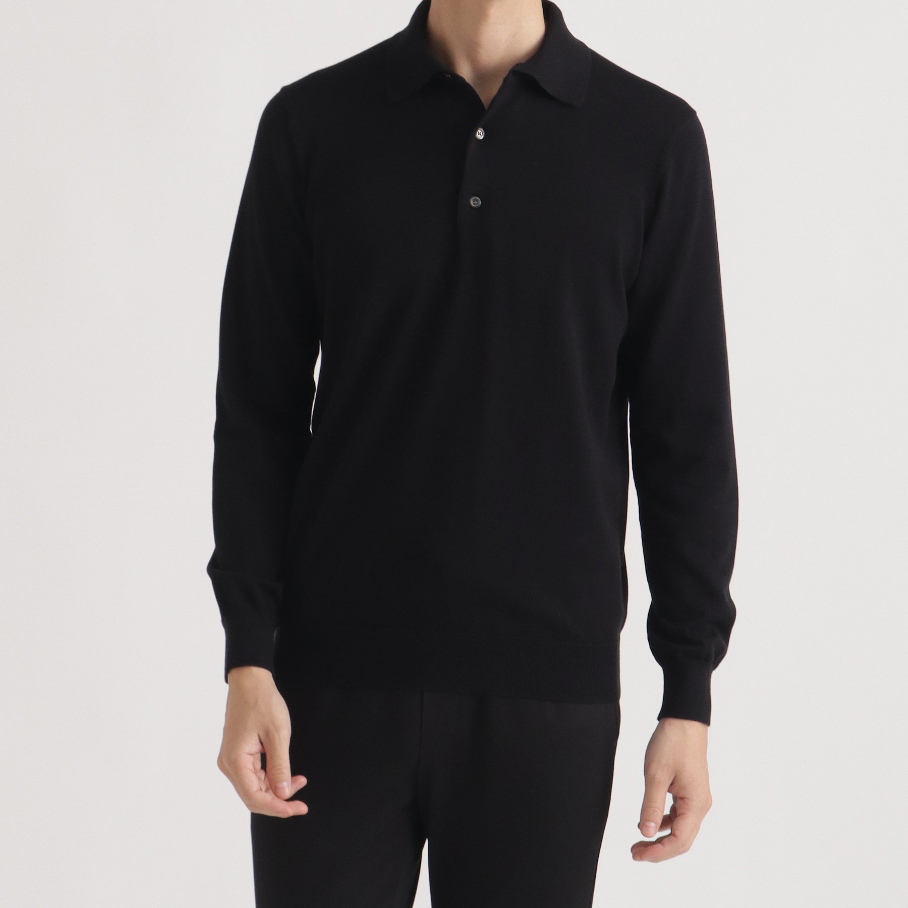 スビンプラチナム 長袖ニットポロシャツ ブラック | ＋CLOTHET ONLINE