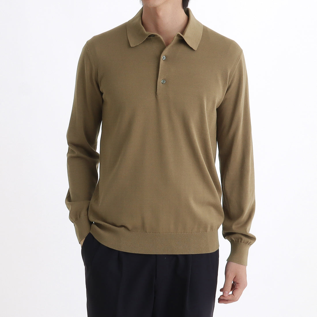 Long Sleeve Knit Polo-shirt Color: Fawn