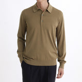 Long Sleeve Knit Polo-shirt Color: Fawn