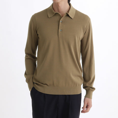 Long Sleeve Knit Polo-shirt Color: Fawn