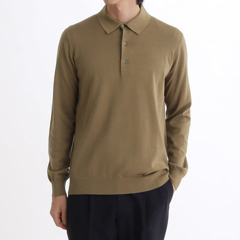 Long Sleeve Knit Polo-shirt Color: Fawn