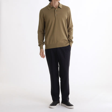 Long Sleeve Knit Polo-shirt Color: Fawn