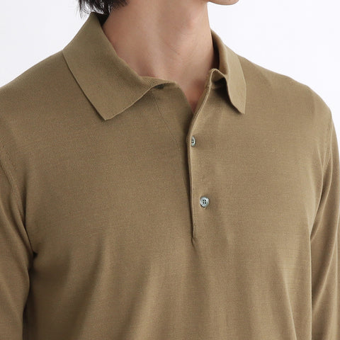 Long Sleeve Knit Polo-shirt Color: Fawn