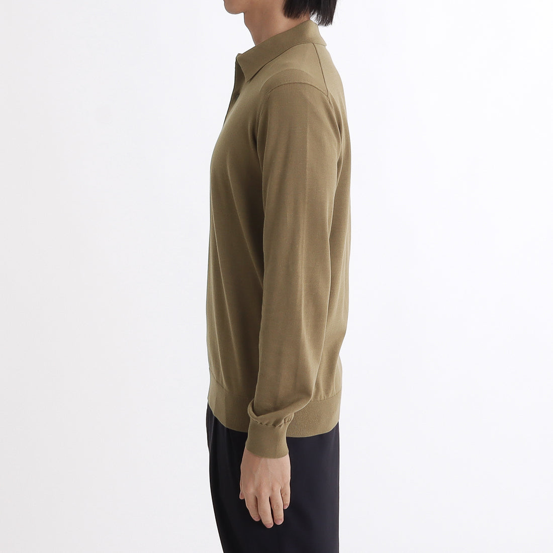 Long Sleeve Knit Polo-shirt Color: Fawn