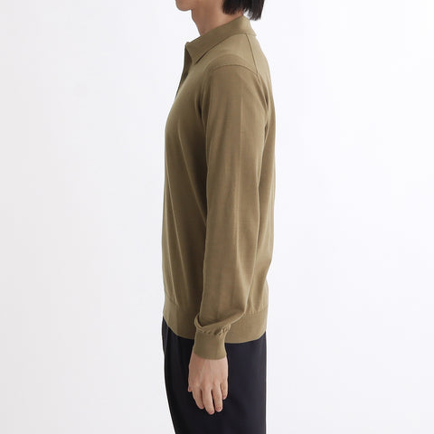 Long Sleeve Knit Polo-shirt Color: Fawn
