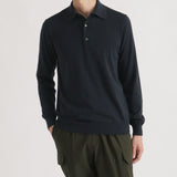 Long Sleeve Knit Polo-shirt Color: Navy