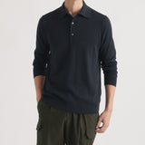 Long Sleeve Knit Polo-shirt Color: Navy