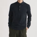 Long Sleeve Knit Polo-shirt Color: Navy