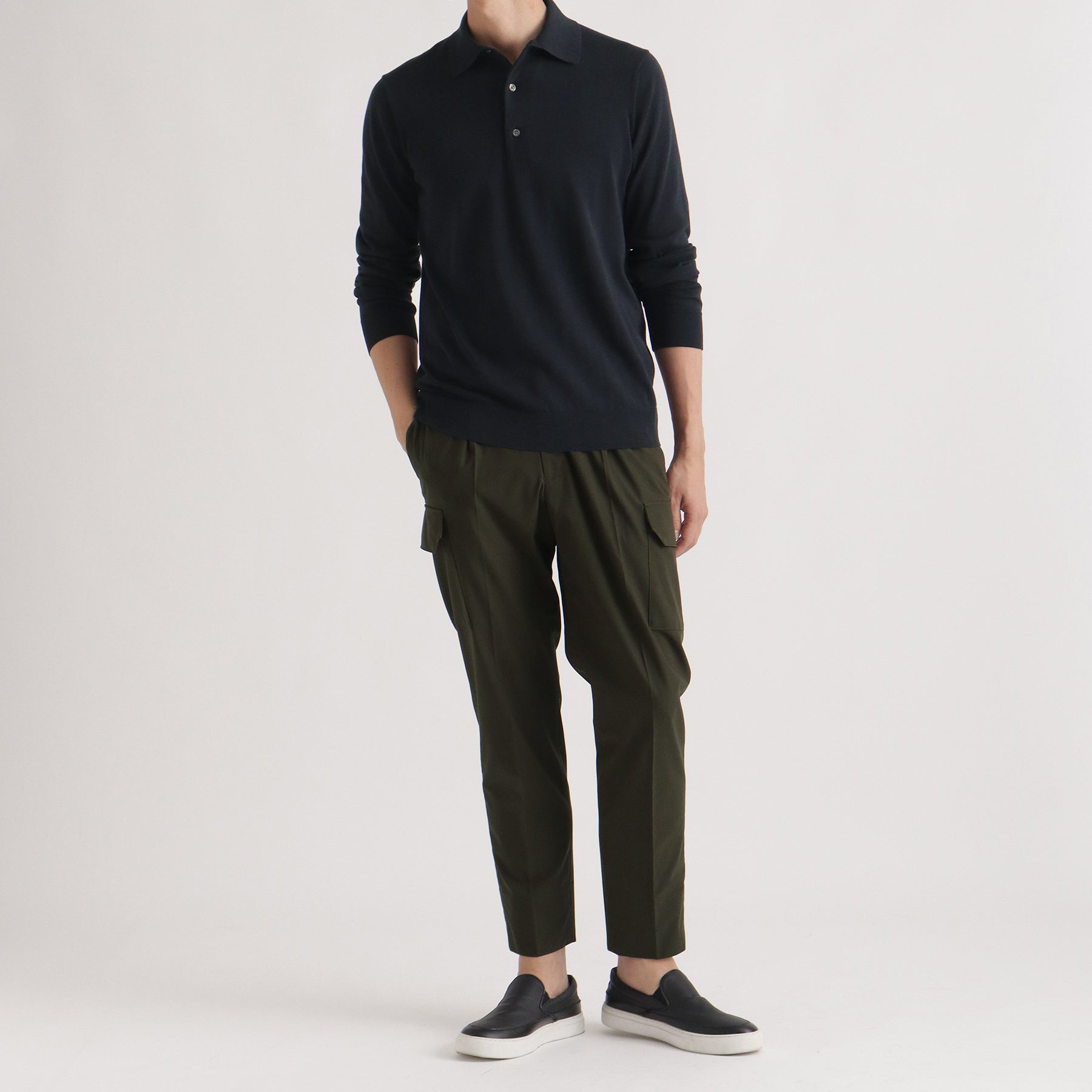 スビンプラチナム 長袖ニットポロシャツ ネイビー | ＋CLOTHET